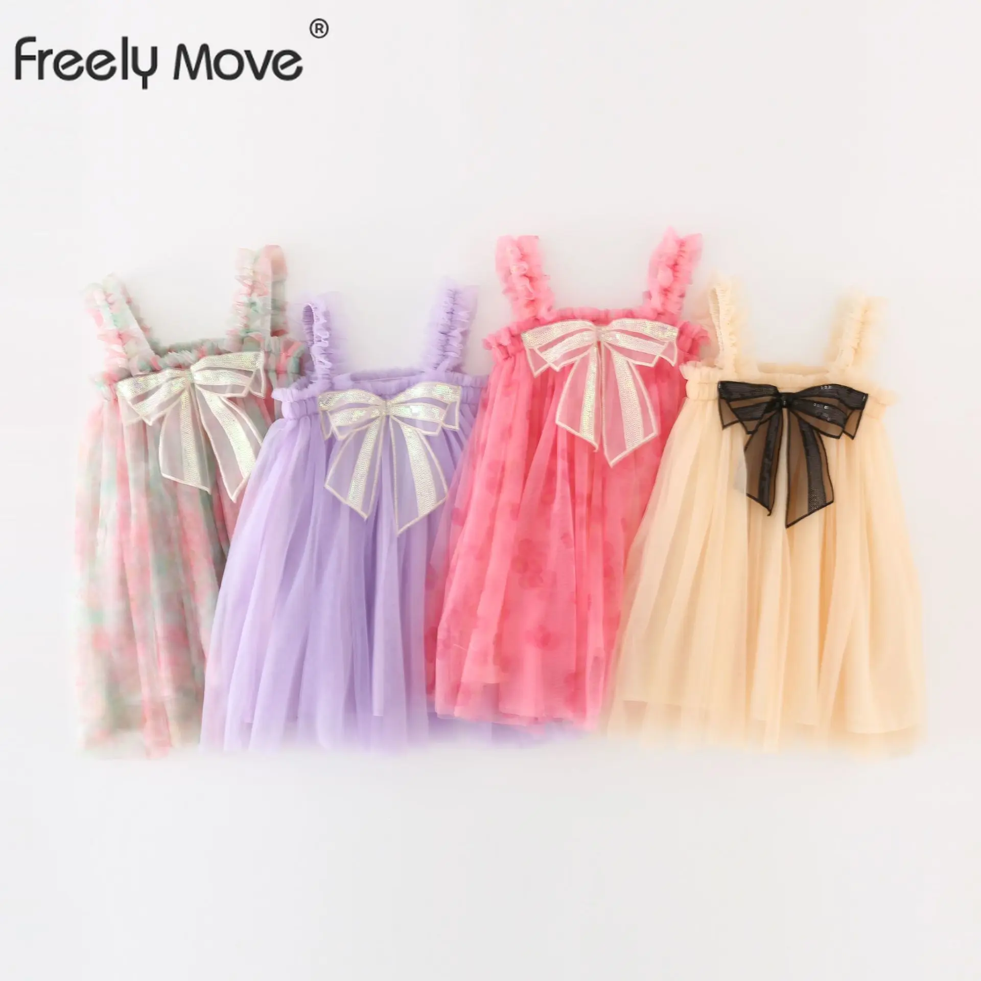 

Freely Move 2022 Girl Princess Dress Summer Pleated Bowknot Toddler Strapless Dress 1-6Y Baby Tutu Dresses Children Clothes