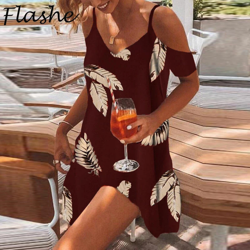 

Vintage Print Mini Dress for Women's Summer V-Neck Off Shoulder Short Sleeve Print Dress Oversized Loose Casual Dress Plus Size