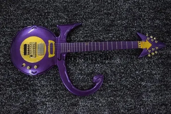 

Metallic Purple Prince Love Symbol Electric Guitar Floyd Rose Tremolo Bridge, Purple Single Pickup With Gold Pickup Ring