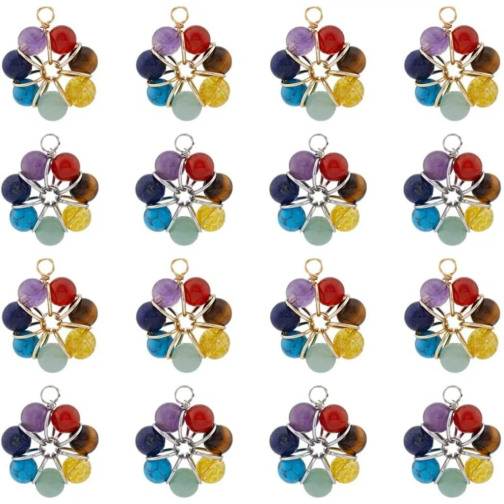 12 шт. 7 чакр подвески из драгоценных камней смешанные каменные в проволоке