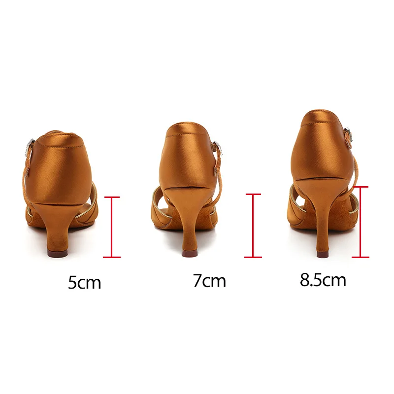 HROYL Women's Latin Dance Shoes Suede Sole Ballroom Dancing Shoes 5/7/8.5 CM High Heels for Dancing Tango Salsa Sandals Wholesal