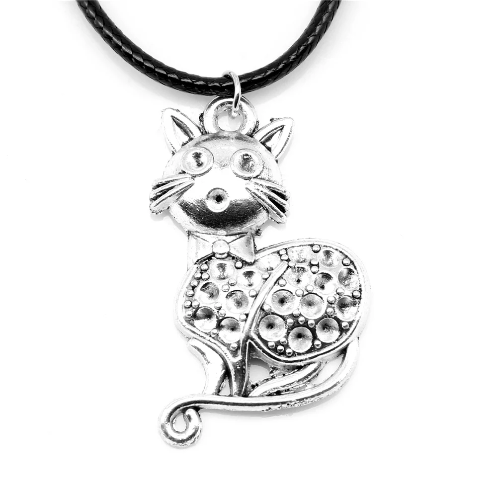 

Ожерелье в виде кошки под старину серебро 23x37 мм, 1 шт.