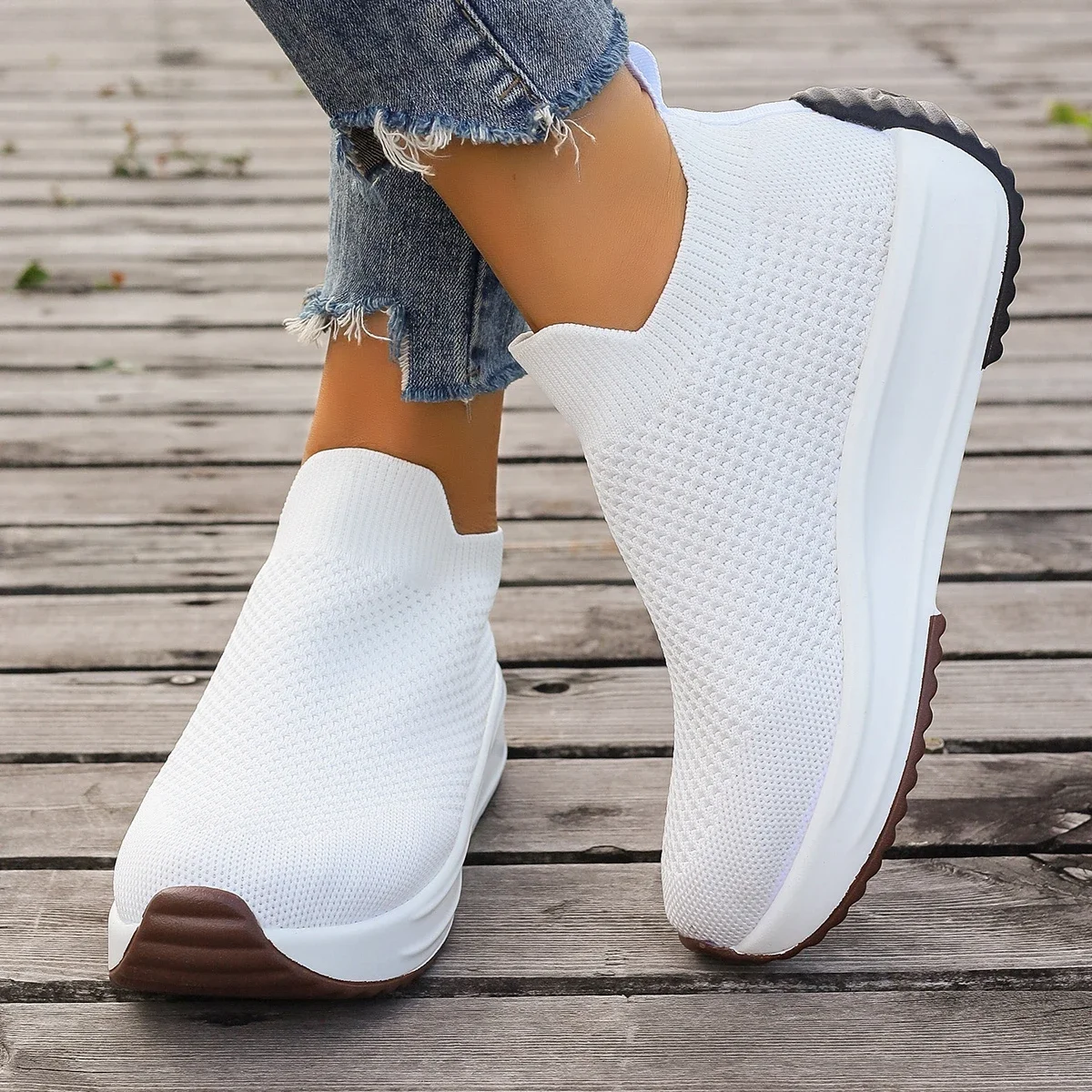 

2024 New Women Platform Sneakers Spring Fashion Women Vulcanize Shoes Lace-up Mesh Breathable Women Casual Shoes Tenis Feminino