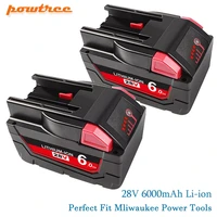 powtree 28v 6 0ah m28 lithium replacement batteries for milwaukee m28 28 v 48 11 2830 0730 20 li ion power tools battery
