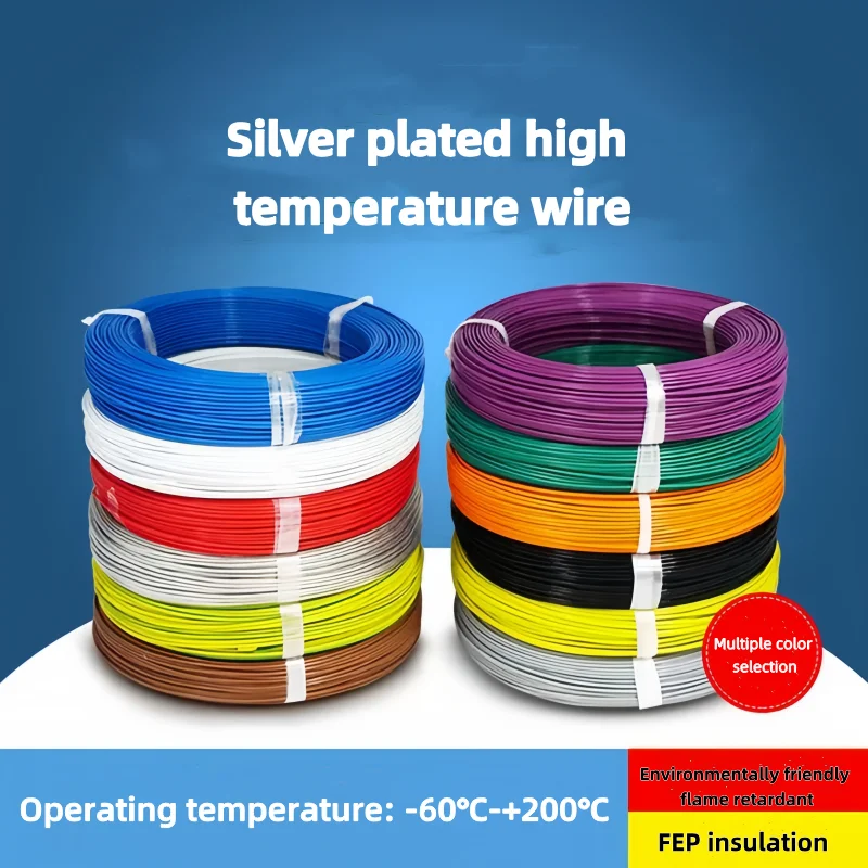 5/10 м PTFE посеребренный провод высокая термостойкость 26AWG-10AWG высокотемпературная