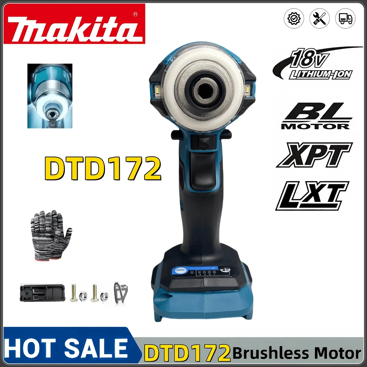 Makita DTD172 180NM Аккумуляторный ударный шуруповерт LXT 18 В BL Бесщеточный