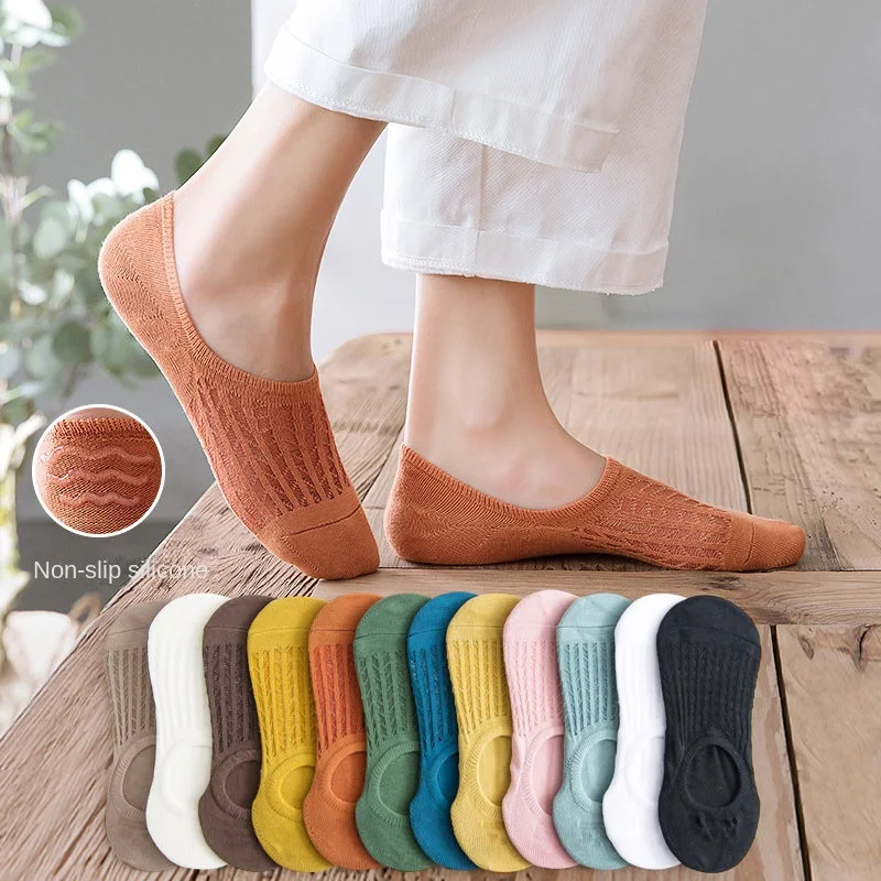 

5pair Women Invisible Boat Socks Summer Mujer Silicone Non-slip Chaussette Ankle Low Female Cotton Show Breathable Calcetines