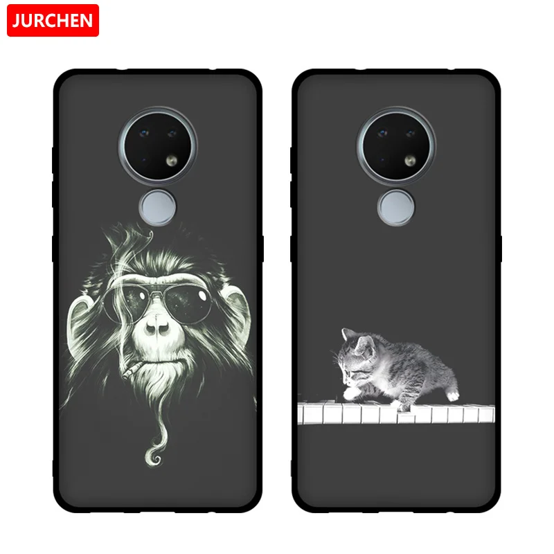Jurchen-мягкий силиконовый чехол для Nokia 6 2 2019 дюйма мультяшный принт ТПУ черный