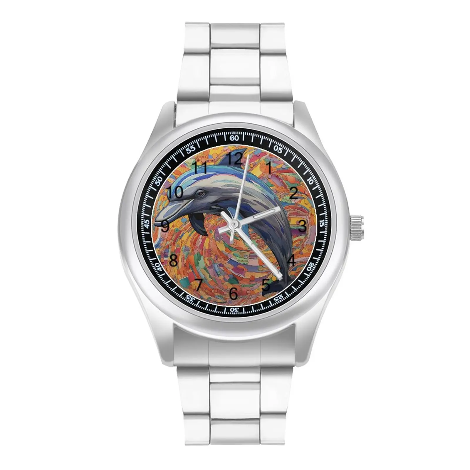 

Dolphin Quartz Watch Colored Cartoon Pencil Art Steel Photo Wrist Watch Men Fitness Fancy Good Quality Wristwatch