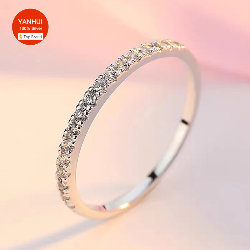 

Delicate Thin Microscope Finger Dainty Rings For Women Female Promise Engagement Women's Ring Tibetan Silver Zircon Jewelry R002