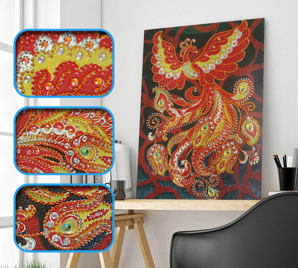 5D алмазная живопись особой формы Феникс частичное сверление картина из