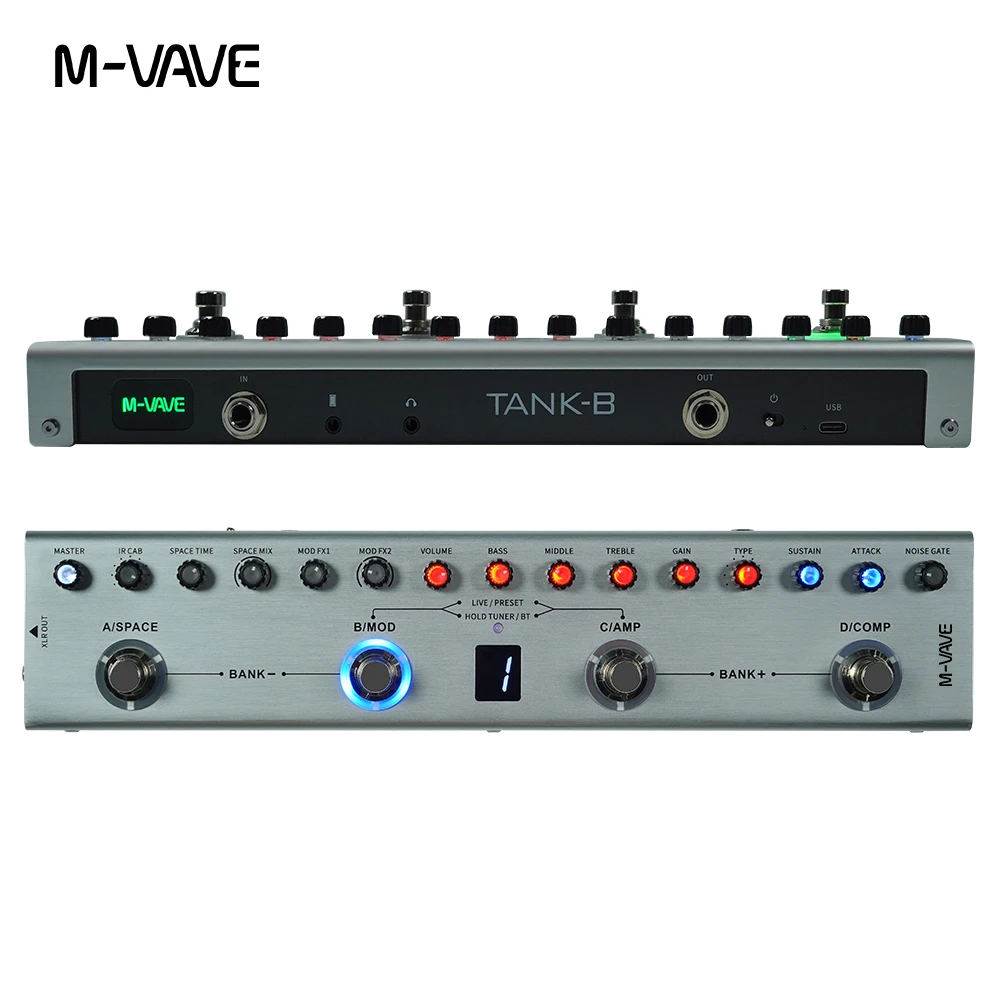 Фото Педаль мультиефектов M-VAVE Tank-G для гитары, бас-гитары, перезаряжаемая, 36 предустановок, 9 слотов для предусилителя, 8 слотов для ИК-динамика, 3 модуляции/задержки/реверберации №3