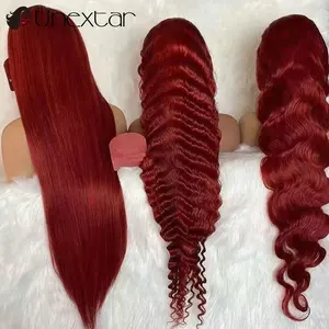 Ombre Red 13x4 Lace Front Human Hair Wig Straight Wave Wig Human Hair Wigs Brazilian Remi Wig Deep W in Pakistan