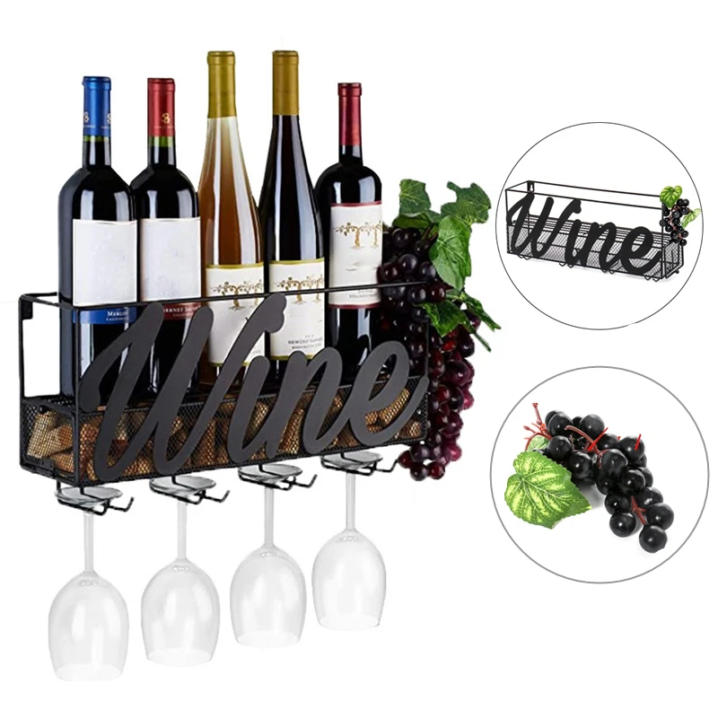 

Wall Mounted Iron Red Wine Glass Holder Household Living Room Bar Glass Goblet Hanging Storage Rack
