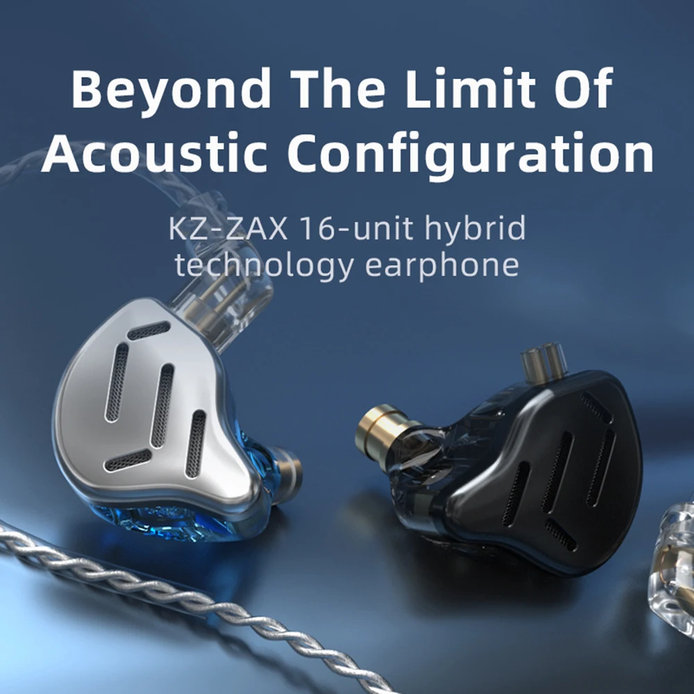 

KZ ZAX Headset 16 Units HIFI Bass In Ear Monitor Hybrid technology Earphones Noise Cancelling Earbuds 7BA+1DD Sport Headphones