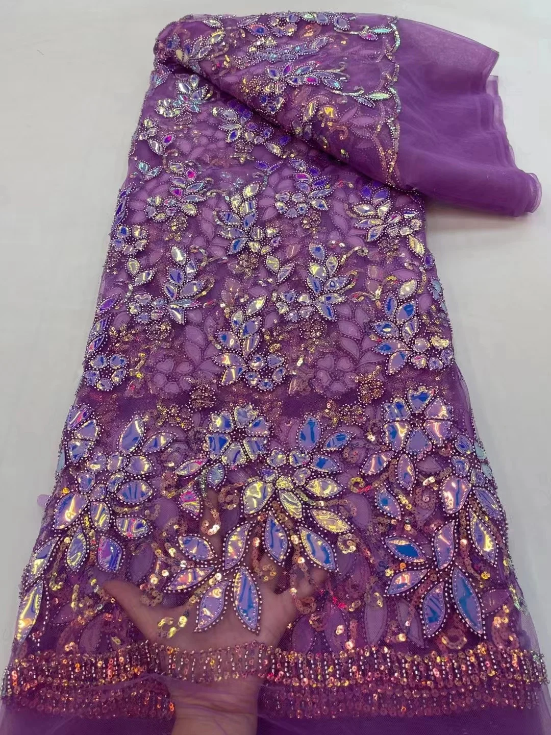 

Luxury African Sequins Beaded Lace Fabric 2022 High Quality Groom Nigerian Wedding Bridal Embroidery French Tulle Lace Fabric