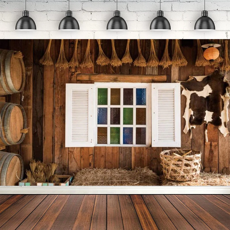 

Western Cowboy Photography Backdrop For Rustic Farm Barn Wood White Window Background Farmhouse Front Door Birthday Party Decor