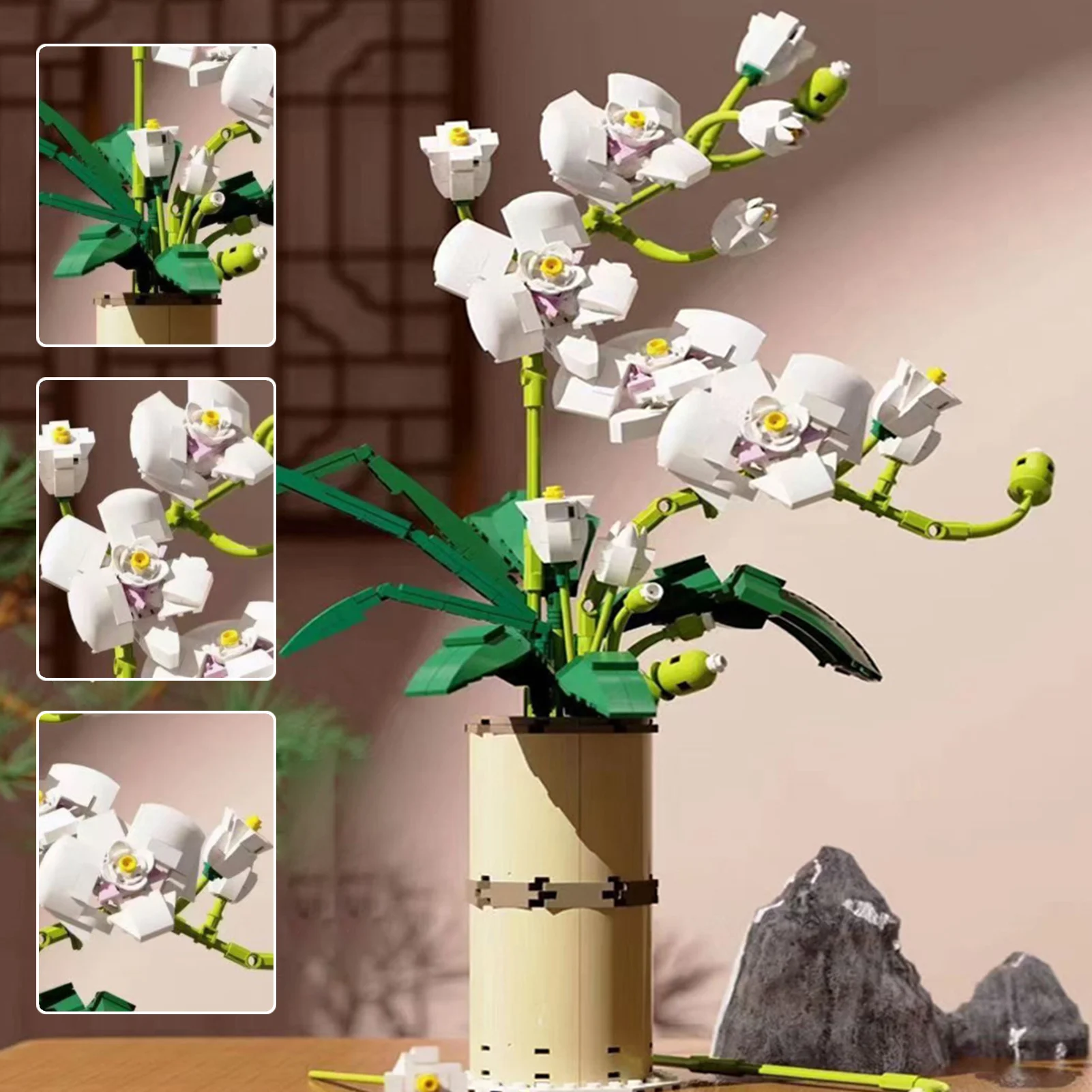 

Creator Phalaenopsis Flowers Bouquets Plants Building Blocks with Vase Home Decoration Model Bricks Toys for Kid Girl Gift