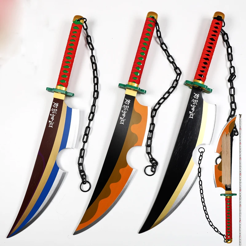 

Anime Kimetsu No Yaiba Tengen Uzui Cosplay Props Wooden Sword 80CM Replica of Weapons for Halloween Christmas Party Events