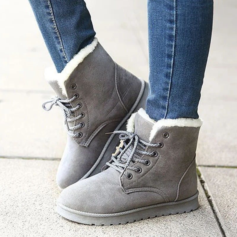 Fluffy Snow Boots Thick Fleece Lined Warm Women Winter Ankle Boots