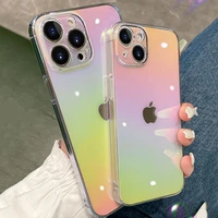 luxury colorful laser shockproof transparent case for iphone 13 12 11 pro max xr xs x 8 7 plus se 2020 acrylic super thin cover