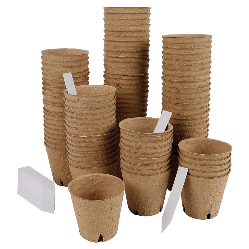 

Round Biodegradable Peat Pots for Seedlings,100 Pack Plant Starter Pots Kit,Perfect for Vegetables,Fruits,Succulents
