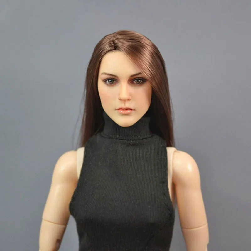 

1/6 Scale KIMI TOYS KT005 Female European American Brown Long Hair Girl Head Sculpt Fit 12'' TBLeague Phicen Body Action Figure