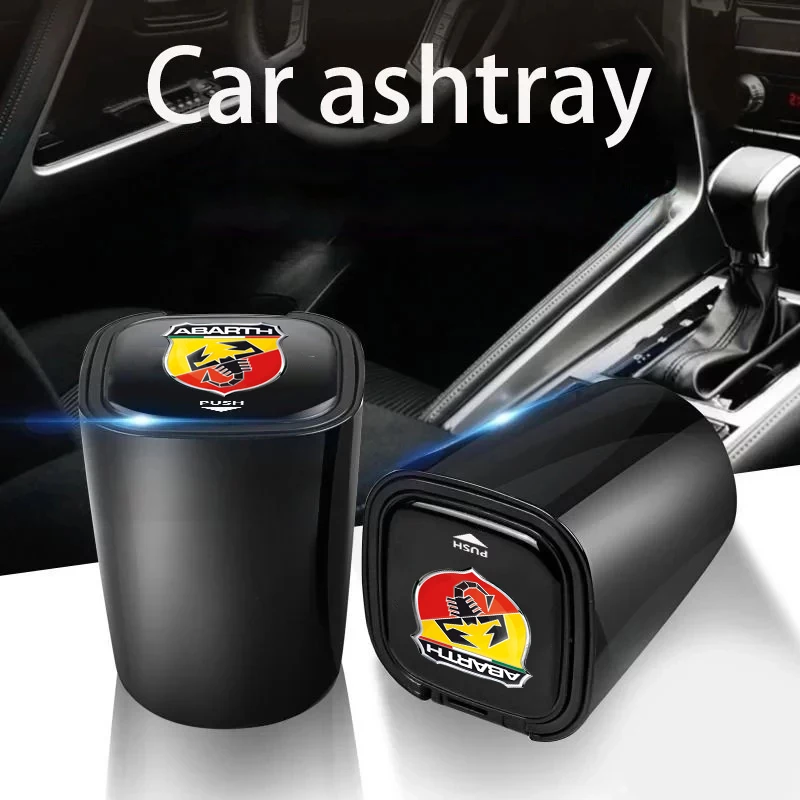 

4S High-end Car Ashtray LED Ligh Alloy Ash Tray Portable Ashtray with logo For Fiat Abarth Punto 124 125 500 595 Car Accessories