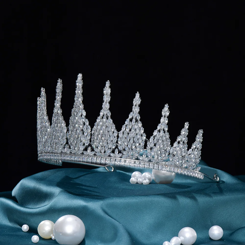 Large Crown Hair Ornament Bridal Headwear Baroque Zircon Tiaras Birthday Queen Party Luxury Badge