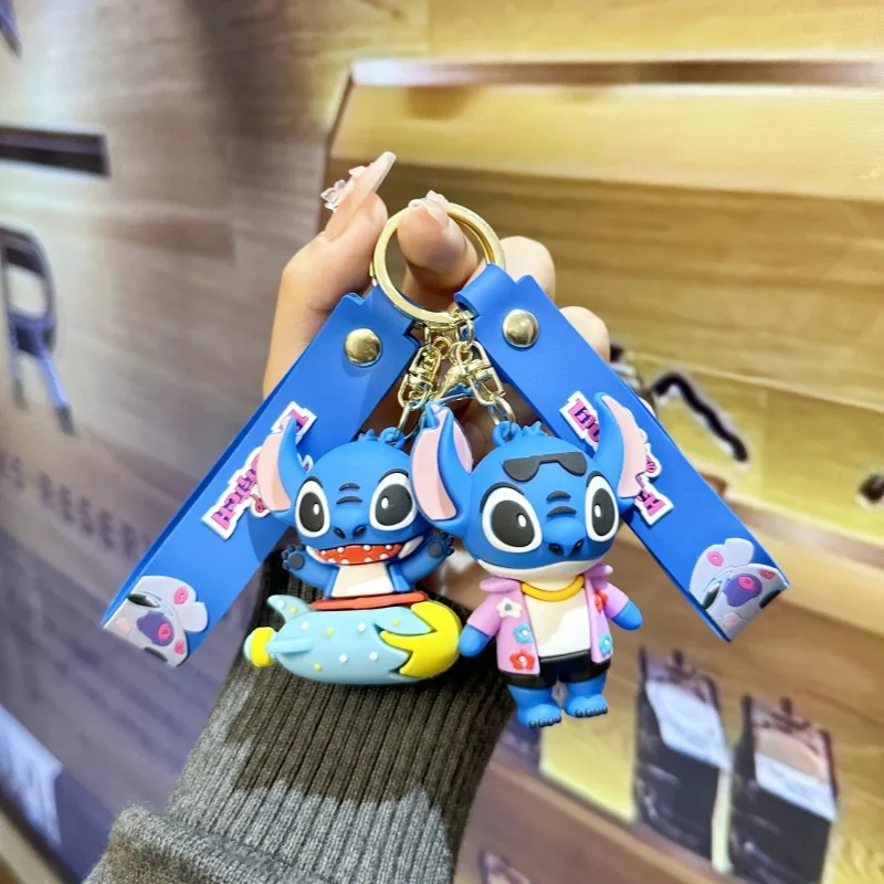 

Disney Cartoon Stitch Action Figure Toy Keychain Girl Cute Stitch Action Figure Backpack Pendant Car Key Chain Children Toy Gift
