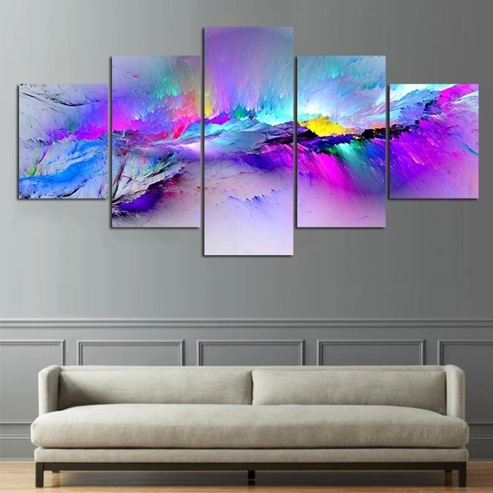 

Abstract 5 Pieces Canvas Art Colorful Clouds Decor Poster Painting Living Room Wall Picture Print Bedroom Home Decor Wallpaper
