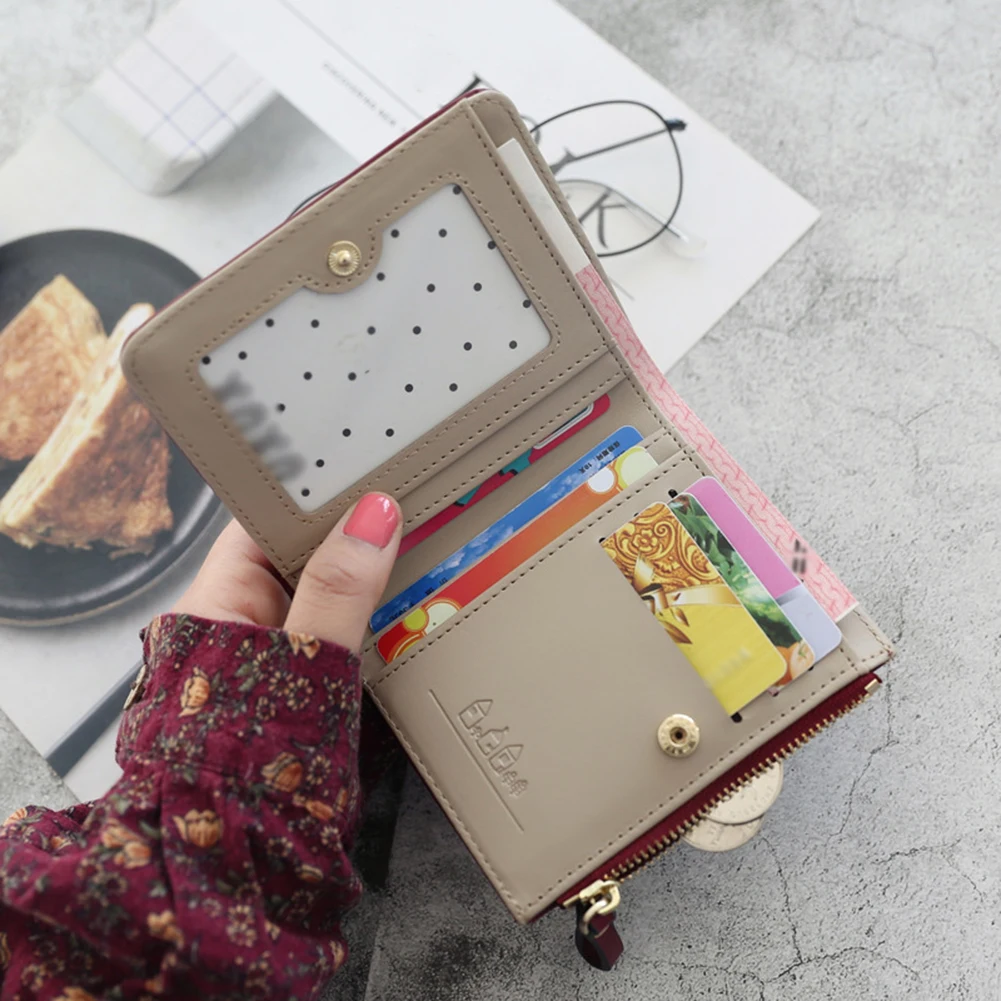 

Women Mini Wallet PU Leather Birds Printed Zipper Coin Purse Girl's Clutch Purses Business Card Holder Ladies Coin Pocket Pouch