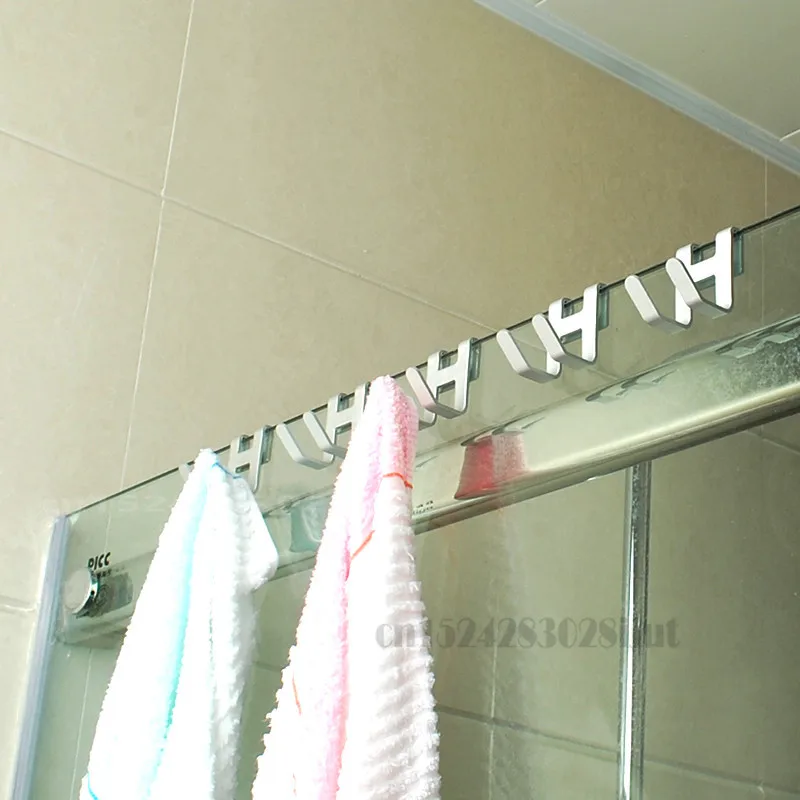 Promotion 1pcs Space aluminum door hook H shape Hanging Bathroom kitchen Storage rack shower towel bag tableware Organize |