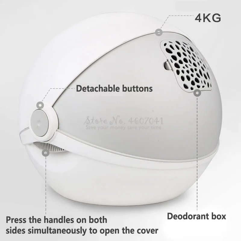 Cat Litter Box with Scoop Carbon Filtered Fully Enclosed Rounded Roll-Top Lid Spill prevention Toilet Tray |