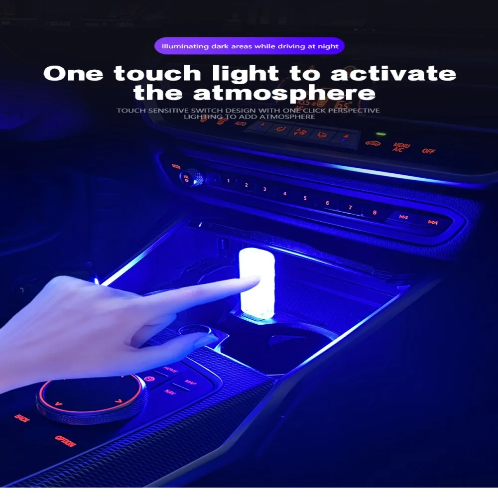 2 шт. USB светодиодные лампы для салона автомобиля декоративные атмосферные огни с