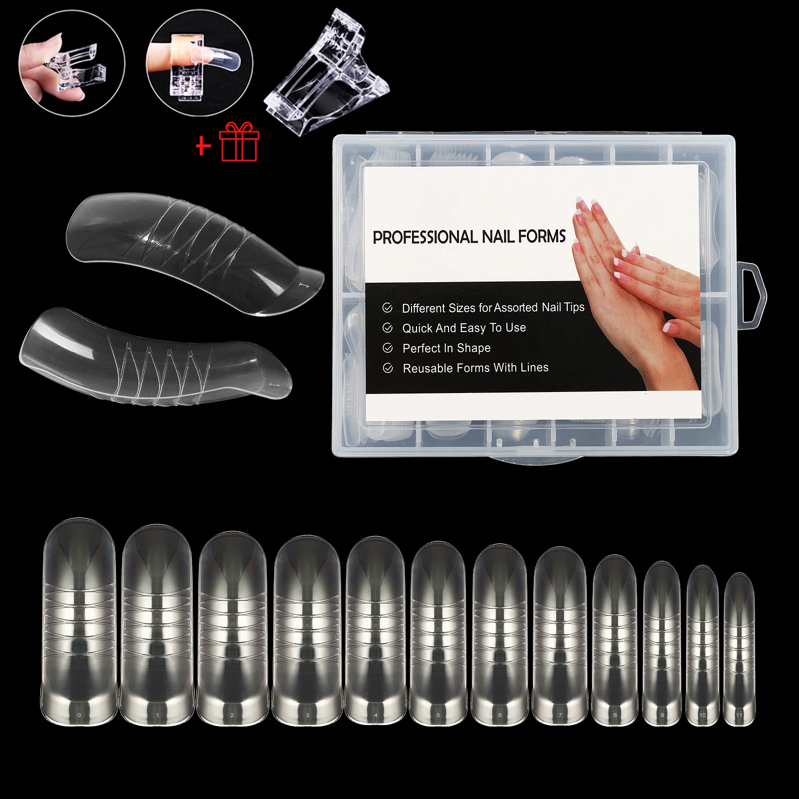 

BNG 120Pcs Quick Building Mold Form Nail Tips Dual False Nails Reusable Clear Manicure Tool Extension Poly Nails Gel Art Forms