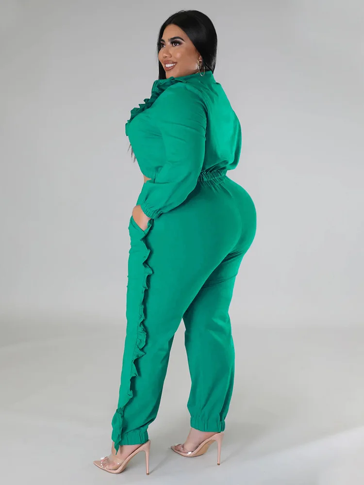 Plus Size Two Piece Sets Women Clothing Crop Top Zipper Up Legging Matching Suit Casual Outfits Wholes 3xl 4xl 5xl 6xl