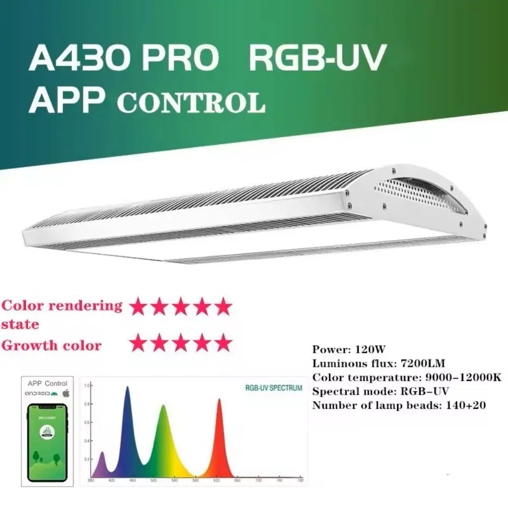 WEEK AQUA A430 Pro 120 Вт Полный спектр аквариума Светодиодный светильник APP Control Aquascaping