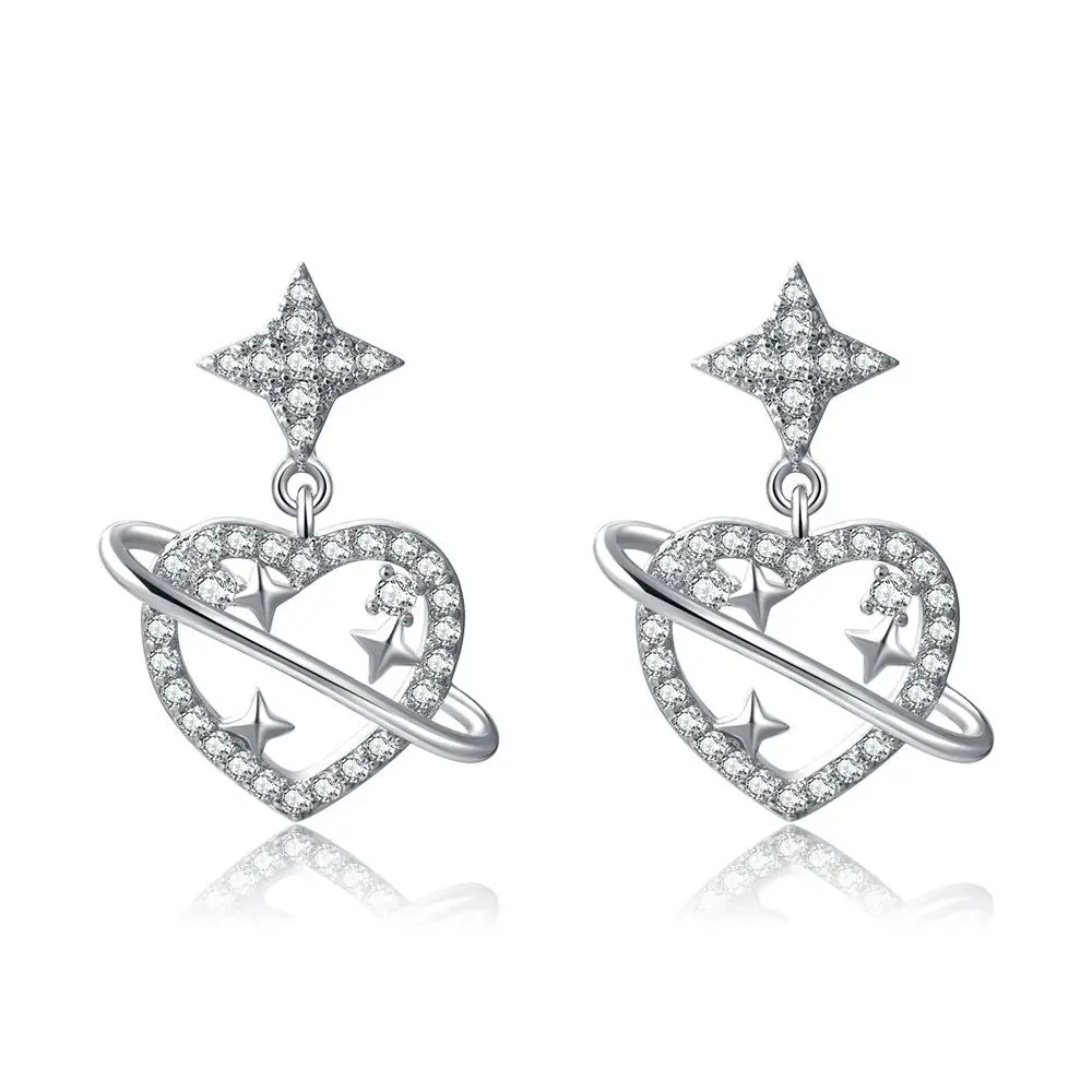 

Minimalist Hollow Star Heart Stud Earrings for Women Zircon Crystal Love Heart Earrings Romantic Wedding Aesthetic Jewelry Gifts
