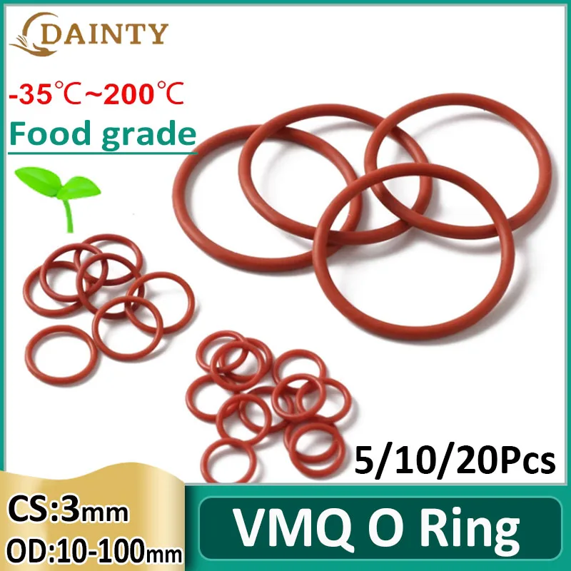 CS 3 мм OD 10 ~ 100 VMQ O Ring кольца из силиконового каучука водонепроницаемая шайба