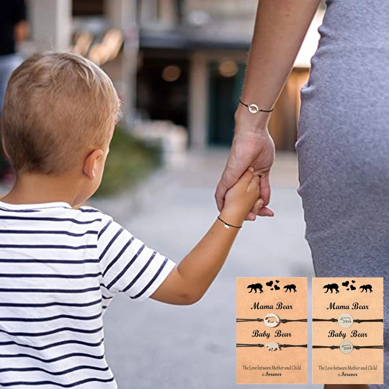 2 изысканных браслета с медведем из плетеной веревки регулируемый шнур