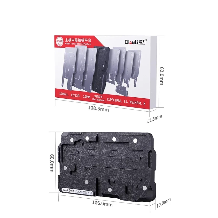 QIANLI 10 в 1 Магнитная 3D BGA Оловянная посадочная платформа для iPhone X-12 Pro MAX материнская
