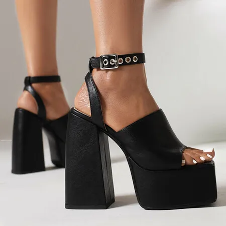 

Большие размеры; Сандалии большого размера больших размеров для женщин и женщин; Сандалии на толстом каблуке с квадратным носком; Визуально увеличивающие рост