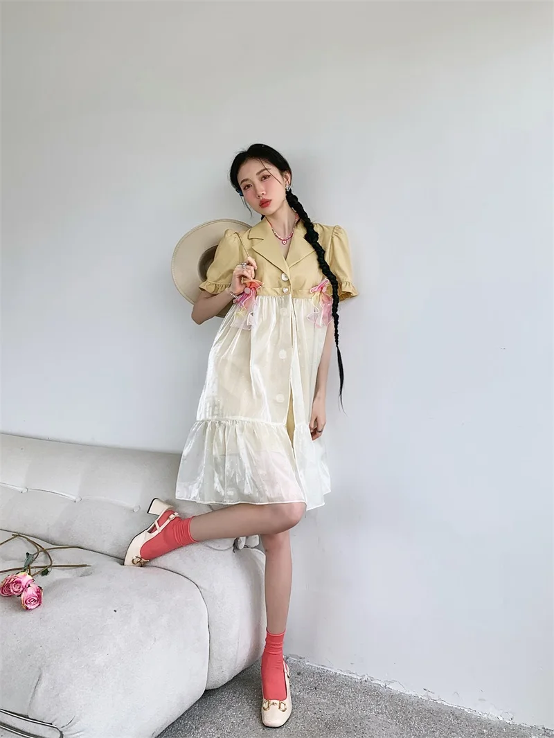 Женское Сетчатое платье-блейзер с оборками оригинальное дизайнерское свободное