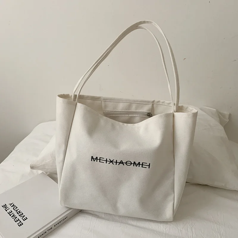 

Women's Bag Shopper Large Capacity Shoulder Bags Female Handbag Canvas Letter Fashion Print Reusable Shopping Bags Casual Totes