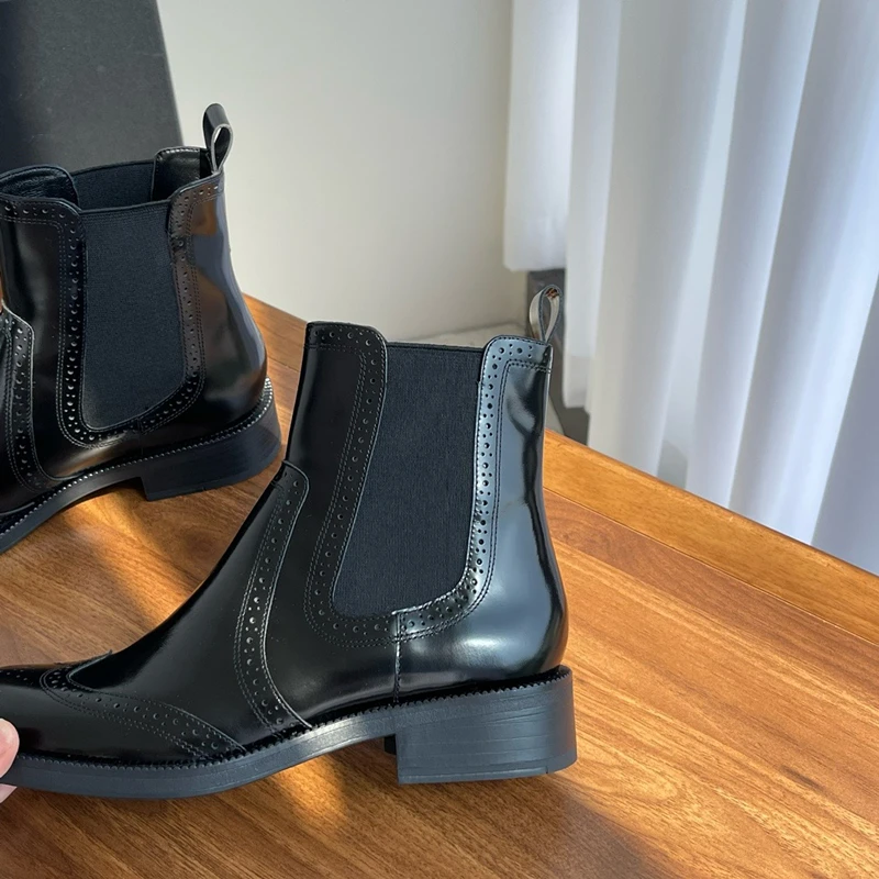 Maxdutti/блок в британском стиле ретро резные ботильоны из воловьей кожи ботинки