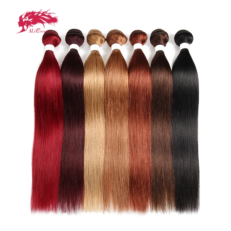 Ali Queen Hair Brazilian Remy Human Hair Bundles Weaves #613 #27 Straight Human Hair Extensions Hair Weft Weaving Color Bundles