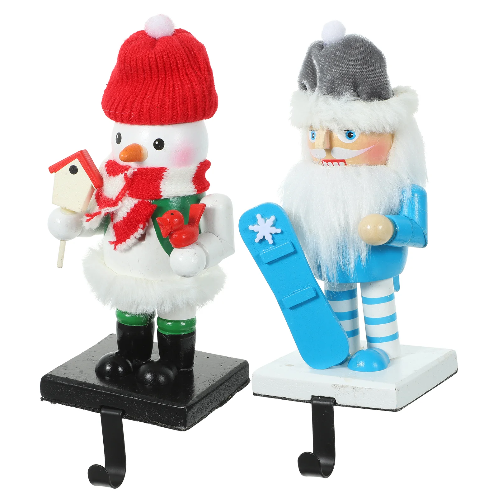 

Snowman Stocking Hanger Xmas Fireplace Hook Gifts Mantel Clothes Rack Christmas Holder Painted Santa Claus Decoration