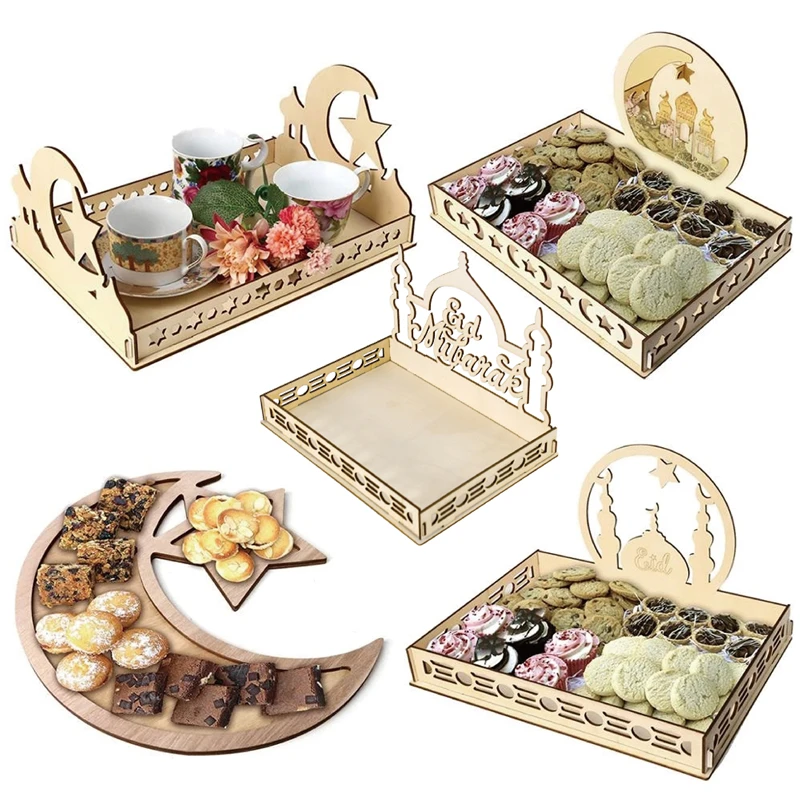 

Eid Mubarak Decor for Home Islamic Muslim Party Decor Eid Ramadan Party Food Serving Tableware Dessert Pastry Tray Ornament