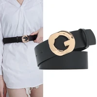 luxury brand pu belt for women designer metal buckle waist strap female gril jeans dress trouser decorative waistband